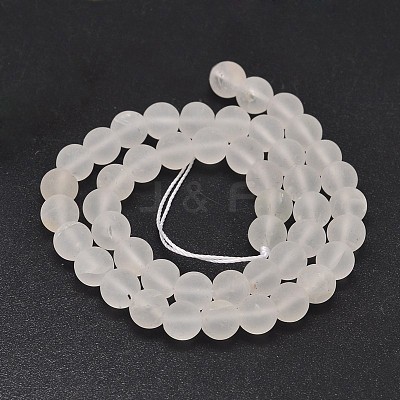 Frosted Round Natural Quartz Crystal Beads Strands G-K068-17-8mm-1