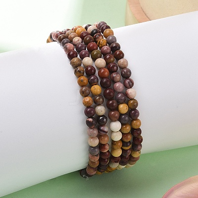 Natural Mookaite Round Bead Stretch Bracelets BJEW-L594-B05-1