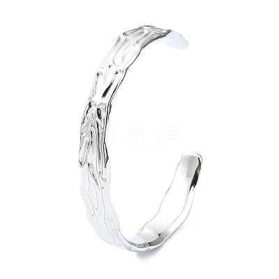 Non-Tarnish 304 Stainless Steel Textured Open Cuff Bangles for Women LS-STAS-B068-02P-1
