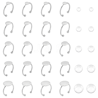 DIY Blank Adjustable 304 Stainless Steel Finger Rings Making Kits DIY-AN0001-22-1
