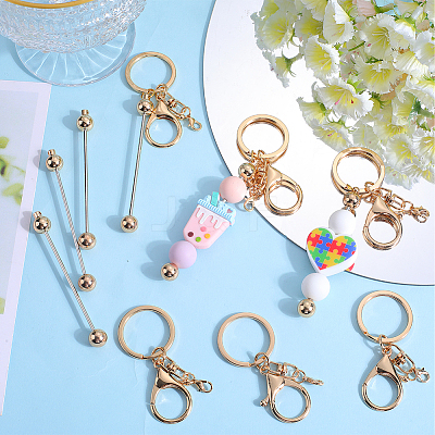 DIY Alloy Bar Beadable Keychain Making Kit DIY-SC0024-54KCG-1
