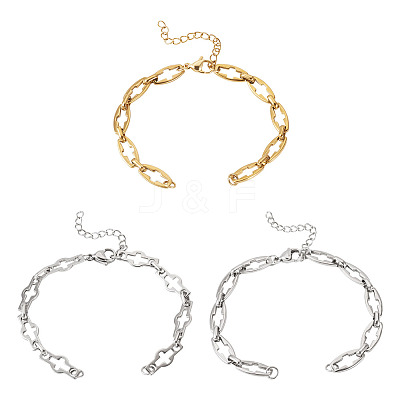 6Pcs 3 Style 304 Stainless Steel Cross Link Chain Bracelet Making AJEW-TA00051-1