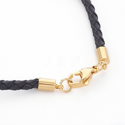 Braided Leather Cord Bracelet Making MAK-L018-04G-1