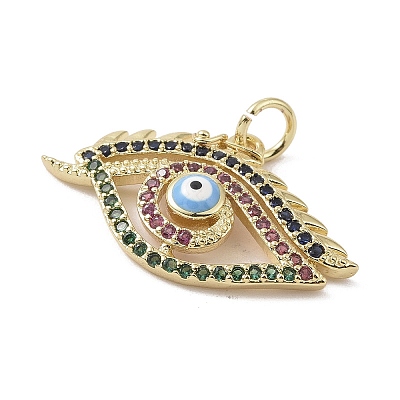 Golden Brass Micro Pave Cubic Zirconia Pendants KK-L209-070G-03-1