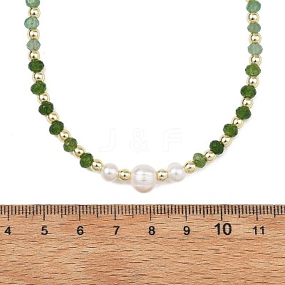Gradient Color Gemstone & Natural Cultured Freshwater Pearl Beaded Necklaces NJEW-JN06316-01-1