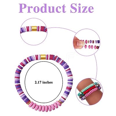 20Pcs 20 Colors Handmade Polymer Clay Heishi Surfer Stretch Bracelets Set with Synthetic Hematite BJEW-SW00044-1