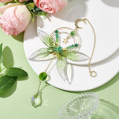 Resin Butterfly Hanging Ornaments HJEW-TA00179-1