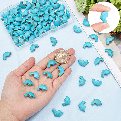 100Pcs Synthetic Turquoise Beads G-SC0002-34A-1