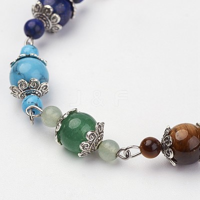 Natural & Synthetic Gemstone Beaded Bracelets X-BJEW-P065-11-1