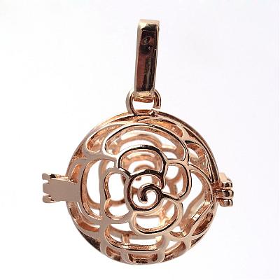 Rack Plating Brass Cage Pendants KK-S751-009KC-1