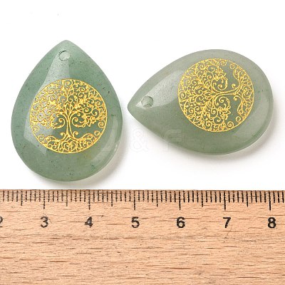 Natural Green Aventurine Drop Pendants G-C158-01E-1
