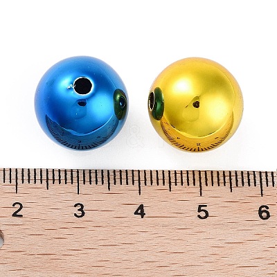 UV Plating Rainbow Iridescent Acrylic Beads X-OACR-F009-02-1