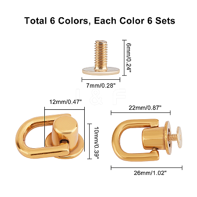 6 Sets 6 Colors Alloy Ball Studs Rivets PALLOY-PH0001-78-1