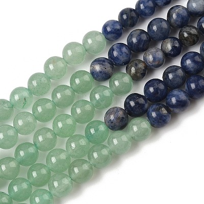 Chakra Natural Red Jasper & Yellow Jade & Green Aventurine & Tiger Eye & Sodalite & Amethyst Beads Strands G-NH0002-E02-4mm-1