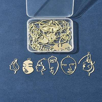 24Pcs 6 Styles Alloy Open Back Bezel Pendants FIND-FS0003-36-1