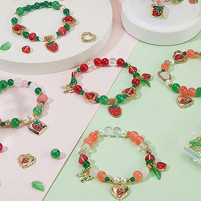 DIY Strawberry & Cherry Charm Bracelets Sets DIY-SC0031-58-1