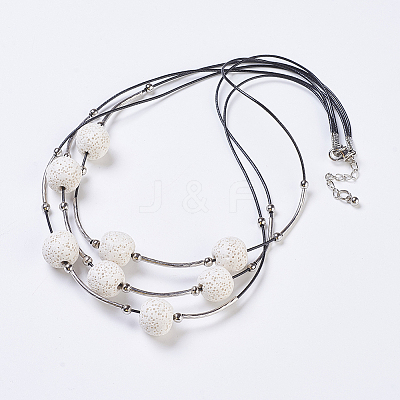 Waxed Cord Tiered Necklace NJEW-P185-A05-1