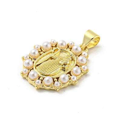 Brass with ABS Plastic Imitation Pearl Pendants FIND-Z023-04A-1
