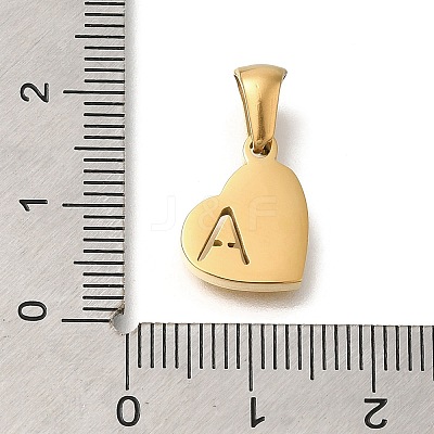 26Pcs Letter A~Z 304 Stainless Steel Heart Pendants with Crystal Rhinestone STAS-Z103-01G-M-1