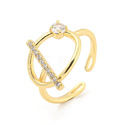 Brass Micro Pave Clear Cubic Zirconia Open Cuff Rings RJEW-G309-24G-1