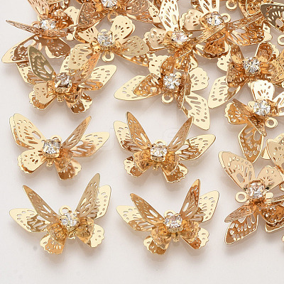 Brass Filigree Pendants KK-R082-07LG-1