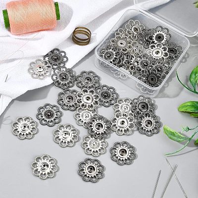 20 Sets 2 Colors Hollow Alloy Snap Buttons BUTT-NB0001-38-1