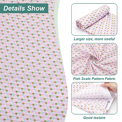 Polyester Mermaid Fish Scale Pattern Fabric DIY-WH0622-024A-1