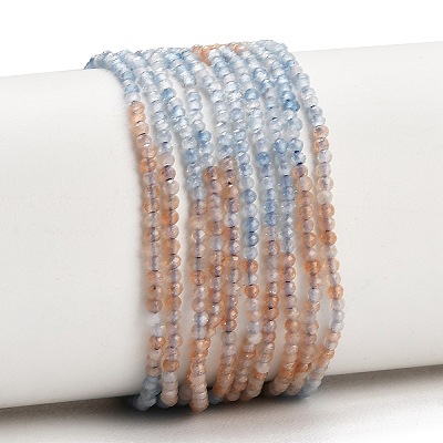 Gradient Color Natural Sunstone & Aquamarine Beads Strands GG-CBA1668-A02-2mm-1