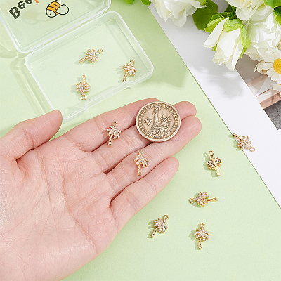 10Pcs Brass Micro Pave Cubic Zirconia Pendants KK-BBC0028-15-1