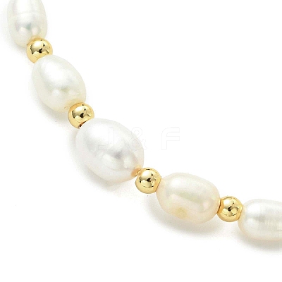 Adjustable Natural Cultured Freshwater Pearl & Brass Beads Slider Bracelets for Women BJEW-JB13607-1