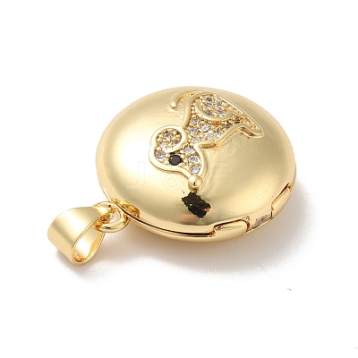 Rack Plating Brass Micro Pave Clear Cubic Zirconia Locket Pendants KK-M227-10G-1