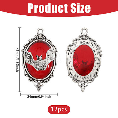 12Pcs Vampire Bat Shaped Alloy Enamel Pendants ENAM-CA0001-87A-1
