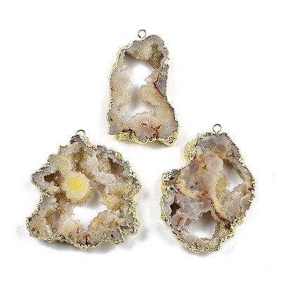Dyed Nuggets Natural Druzy Geode Agate Big Pendants G-M287-09-1