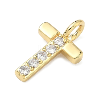 Brass Micro Pave Clear Cubic Zirconia Pendants KK-I476-01G-T-1