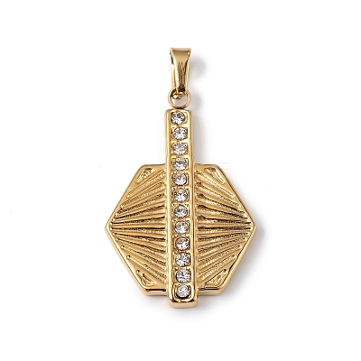 Ion Plating(IP) 304 Stainless Steel with Crystal Rhinestone Pendants STAS-G307-07G-1