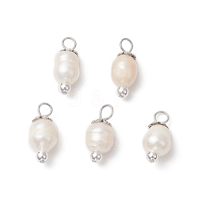Natural Cultured Freshwater Pearl Rice Pendants PALLOY-JF03919-01-1