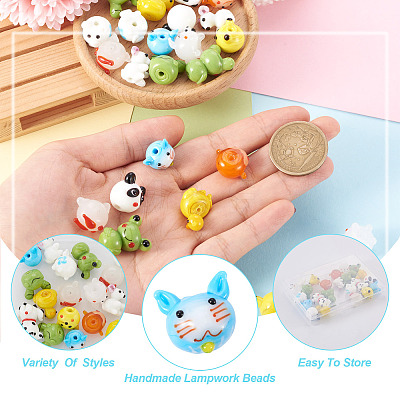 24Pcs 12 Style Handmade Bumpy Lampwork Beads Strands LAMP-KS0001-03-1