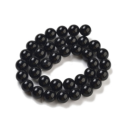 Natural Black Onyx Round Bead Strands G-R198-10mm-1