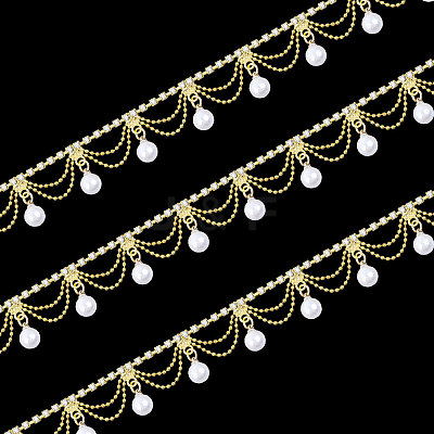 Glass Rhinestone Cup Chains CH-WH0014-01G-1