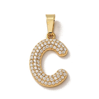 304 Stainless Steel Micro Pave Clear Cubic Zirconia Pendants CU-CBA703A-05G-C-1
