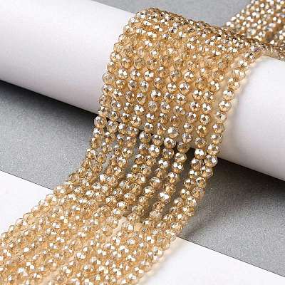 Transparent Electroplate Glass Beads Strands GLAA-H021-01B-PL01-1