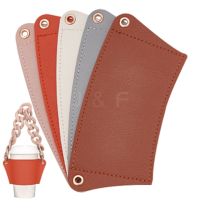 5Pcs 5 Colors PU Leather Heat Resistant Reusable Cup Sleeve AJEW-WR0001-58B-1