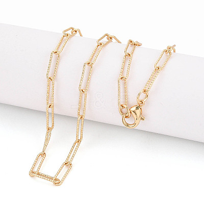 Brass Textured Paperclip Chain Necklace Making MAK-S072-03B-G-1