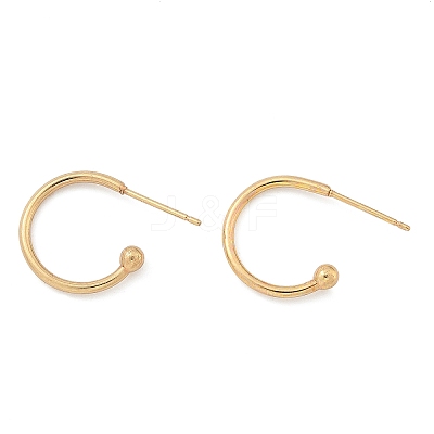 304 Stainless Steel C-shaped Hoop Circle Ball Stud Earrings STAS-K204-04G-1