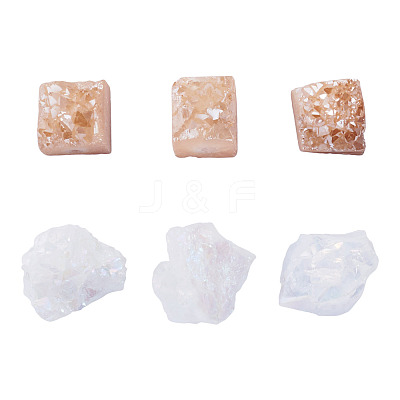 10Pcs 2 Colors Electroplated Raw Rough Natural Druzy Agate Beads G-TA0003-19-1