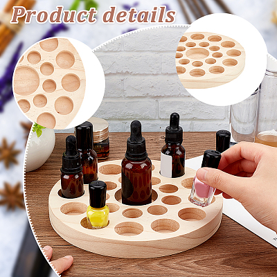 22 Slots Circle Wood Essential Oil Storage Box WOOD-WH0026-29-1