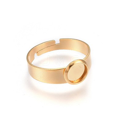 Ion Plating(IP) Adjustable 201 Stainless Steel Finger Rings Components STAS-G187-01G-6mm-1-1