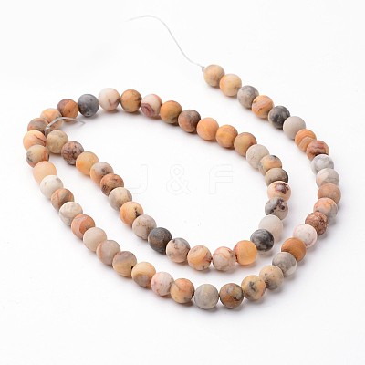 Frosted Round Natural Crazy Lace Agate Bead Strands G-J346-08-6mm-1