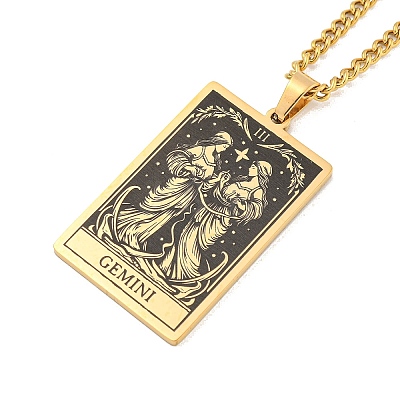 304 Stainless Steel Tarot Pendant Necklaces NJEW-A026-01G-03-1