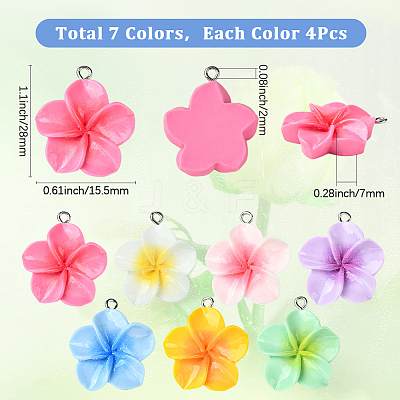 28Pcs 7 Colors Opaque Resin Pendants FIND-SC0019-46-1